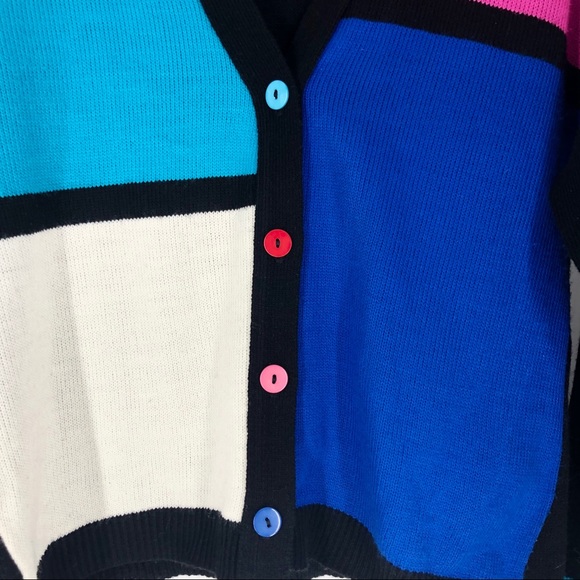 Margules Vintage Color-block 80s Cardigan Sweater - Picture 2 of 6